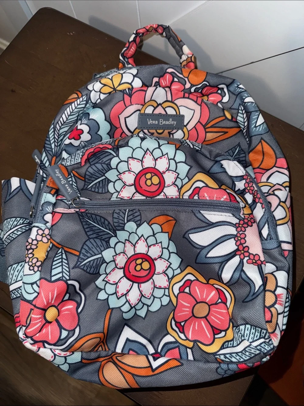Vera Bradley Gray Multi Floral Mini Backpack